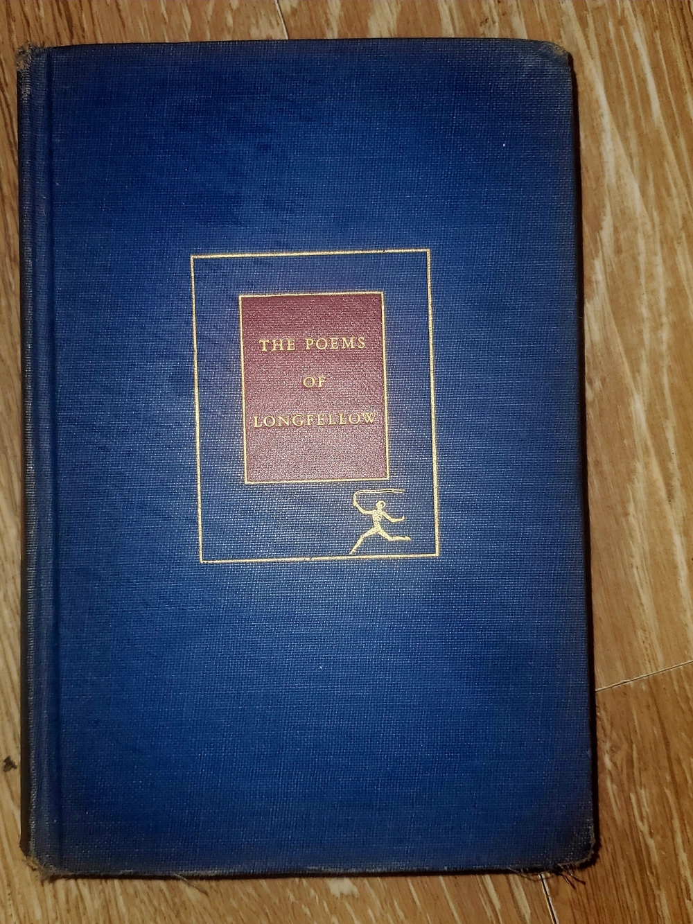 The Poems of Longfellow Hardcover Book - Navy Blue with Maroon Inset